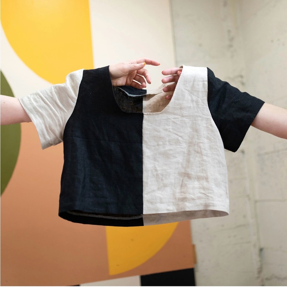 Ersa Fibers Quilted Frankie Top in Black & Cream